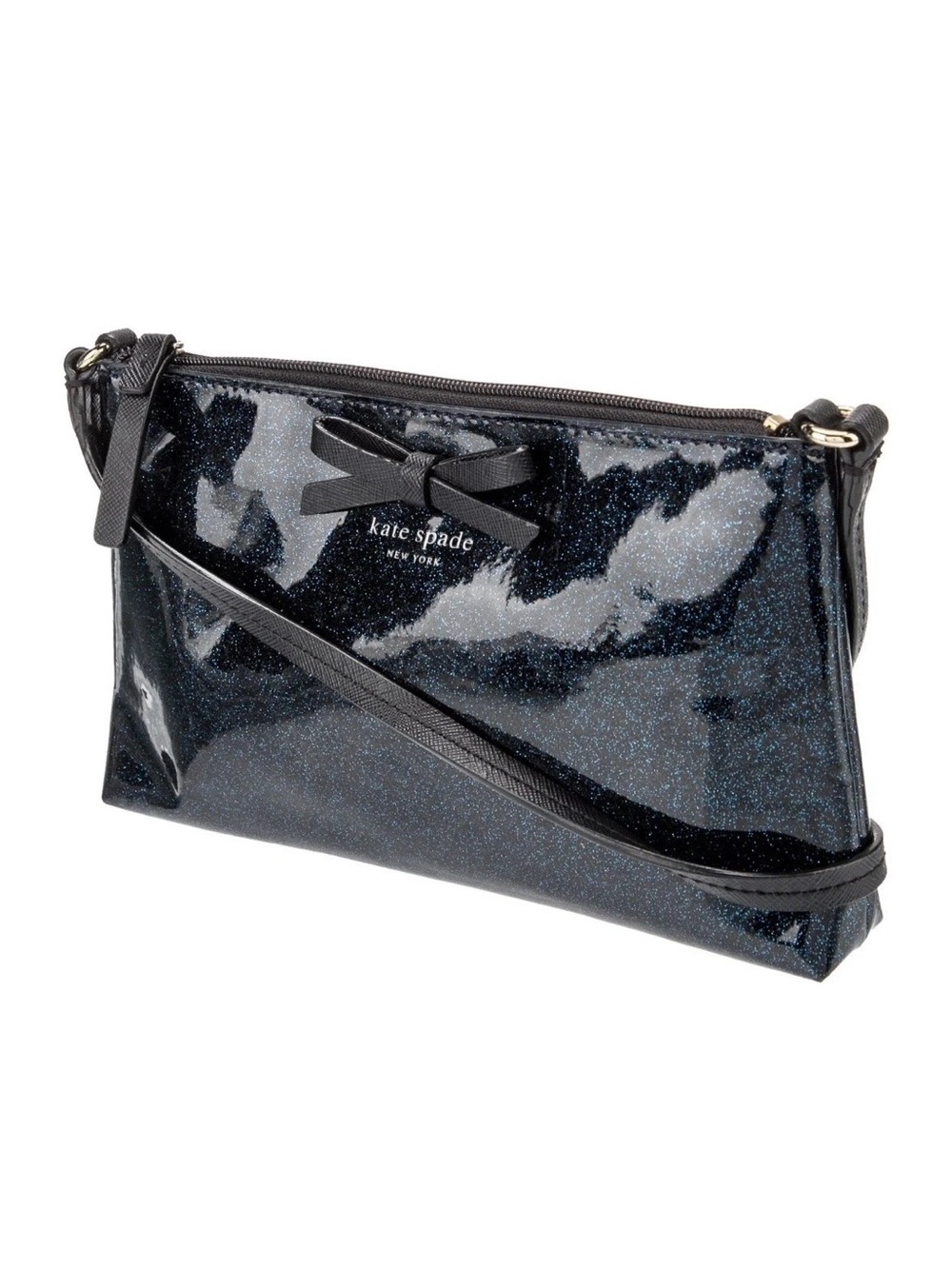 Kate Spade Amy Mavis Street Glitter Crossbody Bag Navy Blu Sparkle Bow Celestial